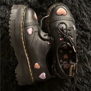 Dr Martins Heart-Embellished Black Shoes